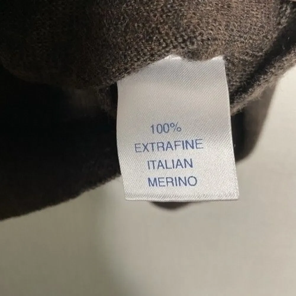 Paul Frederick 100% Merino Wool 1/4 Zip Sweater Pullover Men Size Large‎ Brown